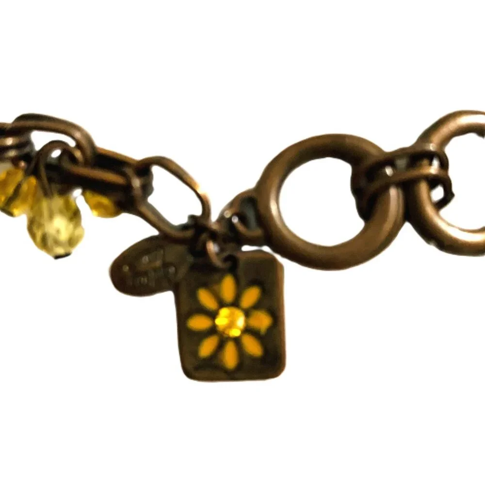 Cookie Lee Bracelet Charm Gold Beads Floral Copper or Bronze Bracelet Adjustable
